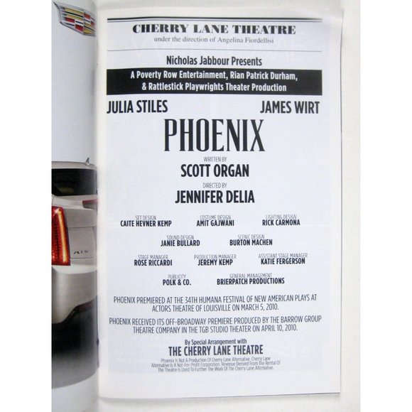 Phoenix Playbill August 2014 Julia Stiles James Wirt Broadway NYC Theatre Cherry - Picture 3 of 7